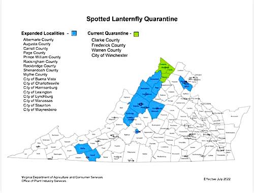 Spotted Lanternfly Quarantine map