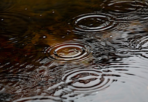 raindrops on water