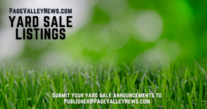 Yard Sale Listings can be submitted to Publisher@PageValleyNews.com