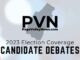 Text reads: PVN Page Valley News.com 2023 Election Coverage. Candidate Debates.