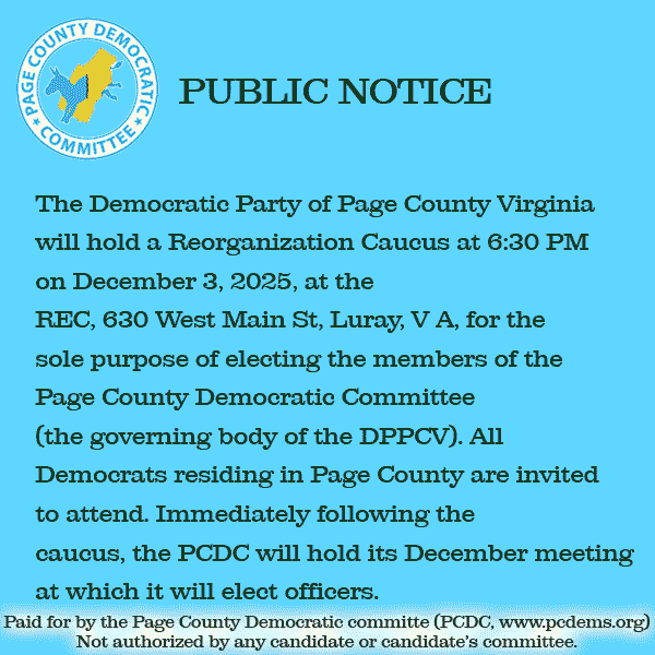 Page County Democratic P{arty Ad Nov 2025