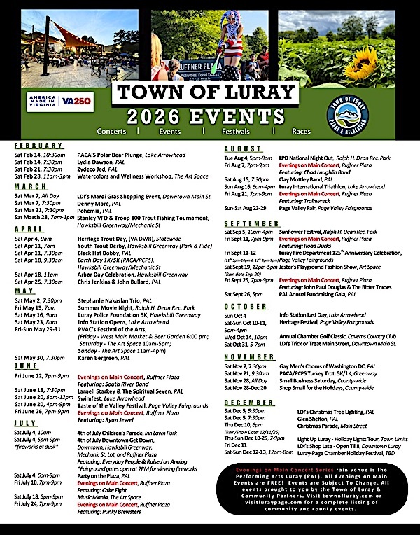 Town of Luray Events 2026